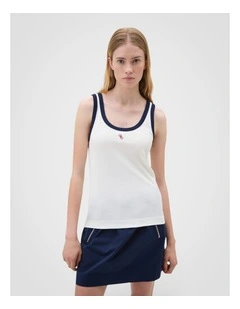 Contrast Bind Tank in Antique White