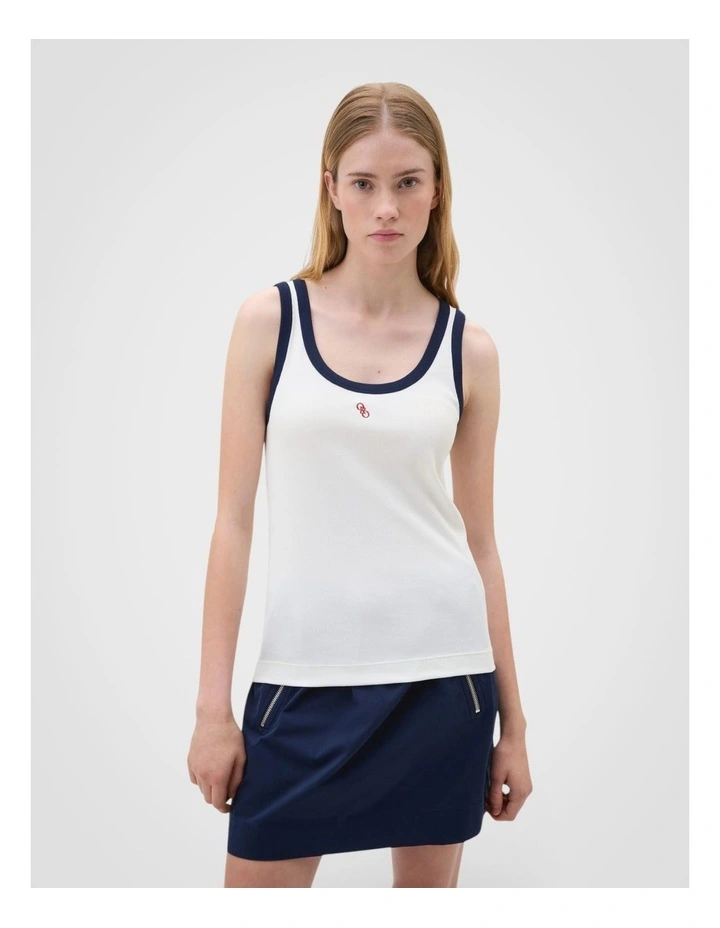 Contrast Bind Tank in Antique White image 1