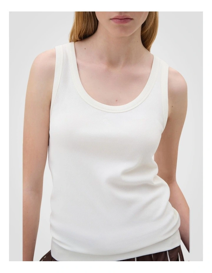 Scoop Neck Tank in Antique White image 3