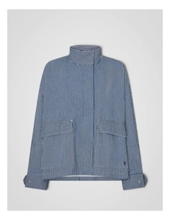 Washed Weekend Stripe Parka in Dark Navy