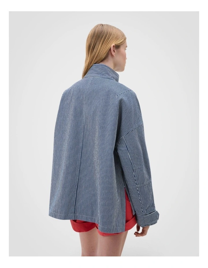 Washed Weekend Stripe Parka in Dark Navy image 5