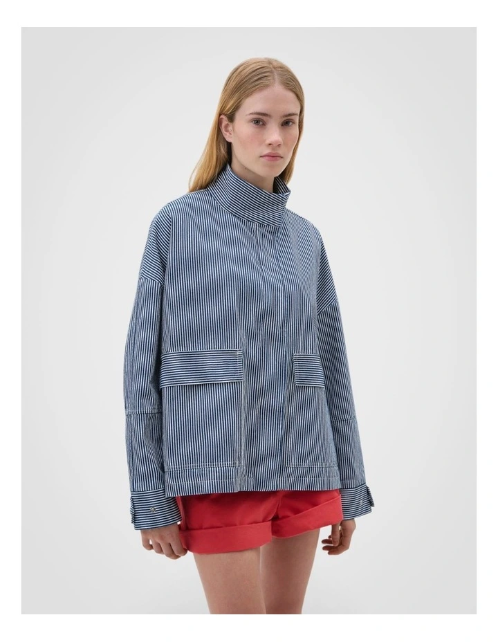 Washed Weekend Stripe Parka in Dark Navy image 6