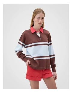 Stripe Rugby Pullover in Milk Chocolate