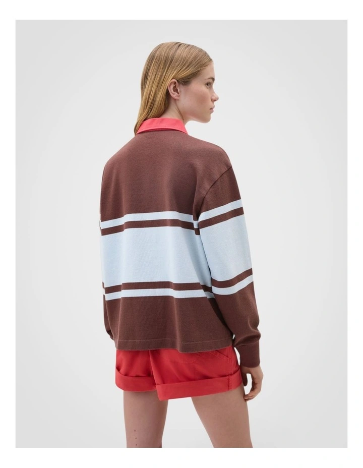 Stripe Rugby Pullover in Milk Chocolate image 2