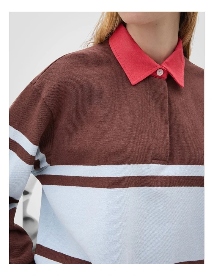 Stripe Rugby Pullover in Milk Chocolate image 3