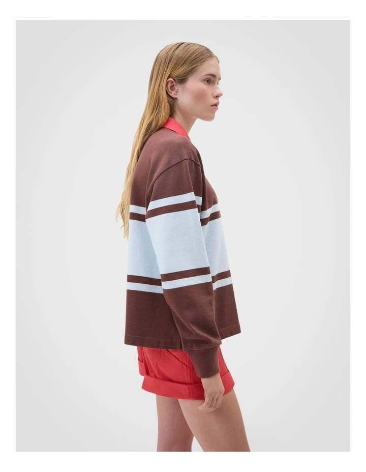 Stripe Rugby Pullover in Milk Chocolate image 4