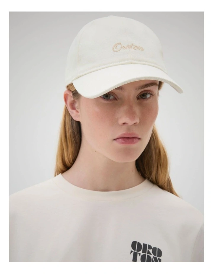 Oroton Script Cap in Antique White image 3