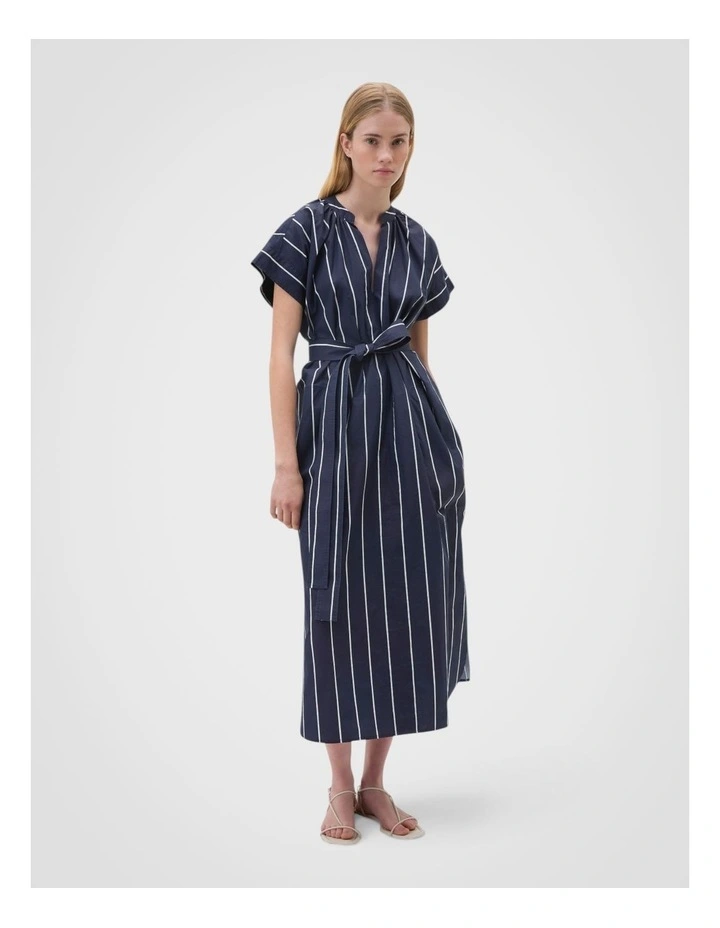 Stripe Detail Dress in Denim Blue image 1