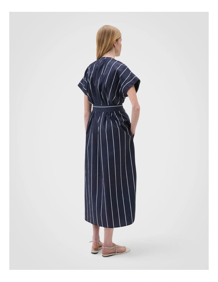 Stripe Detail Dress in Denim Blue image 2