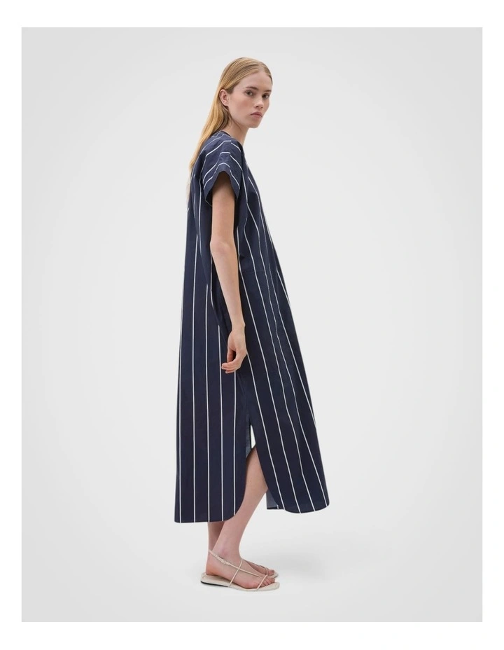 Stripe Detail Dress in Denim Blue image 4