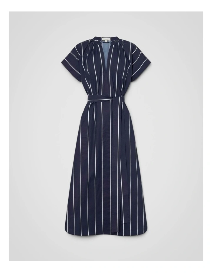 Stripe Detail Dress in Denim Blue image 6