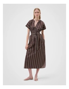Stripe Detail Dress in Milk Chocolate
