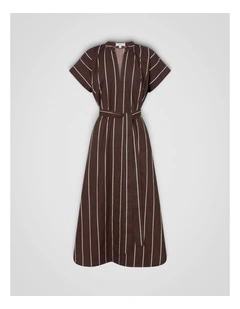 Stripe Detail Dress in Milk Chocolate