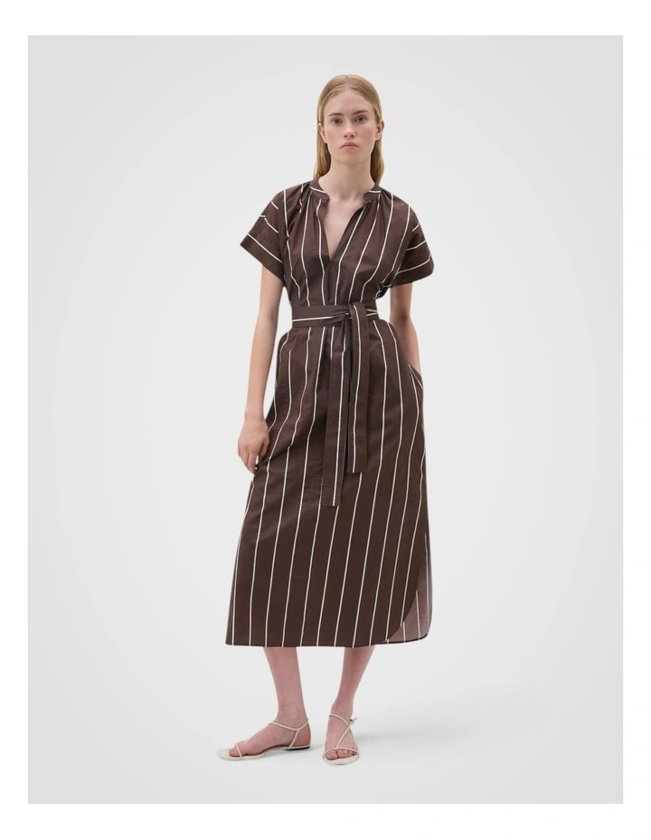 Stripe Detail Dress in Milk Chocolate image 2