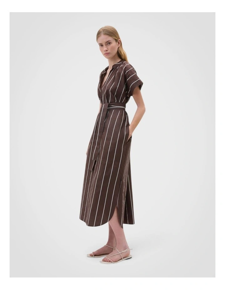 Stripe Detail Dress in Milk Chocolate image 3