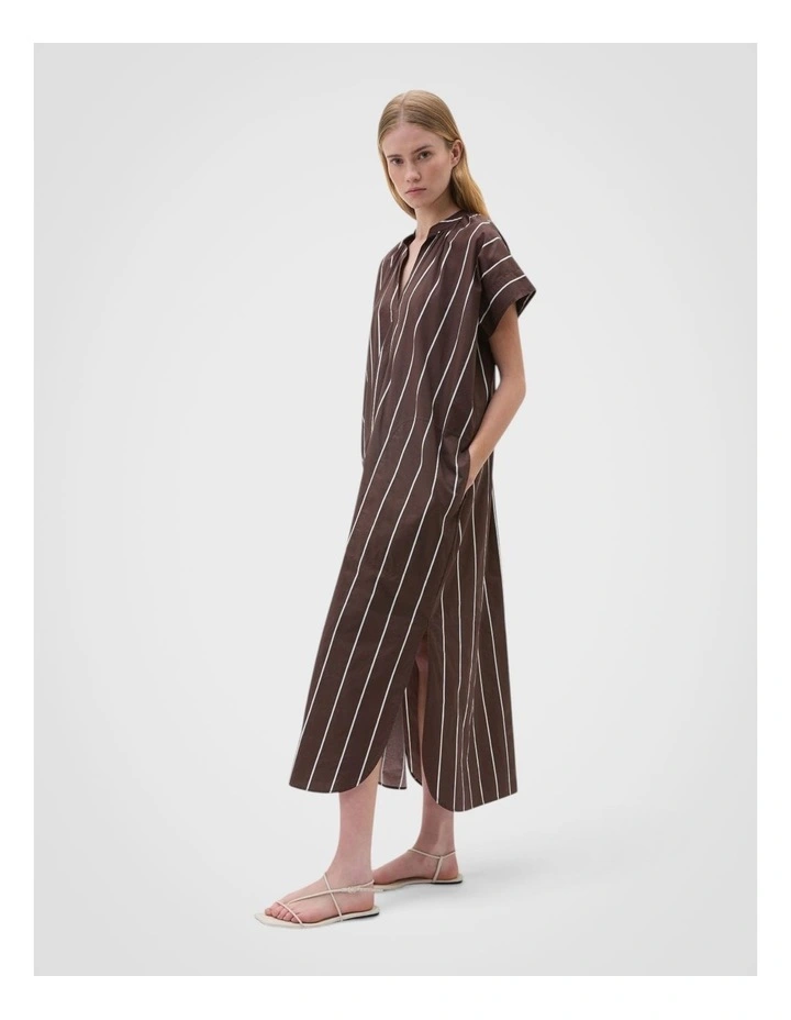 Stripe Detail Dress in Milk Chocolate image 7