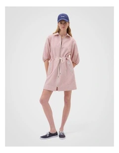 Railroad Drill Dress in Robbin Red