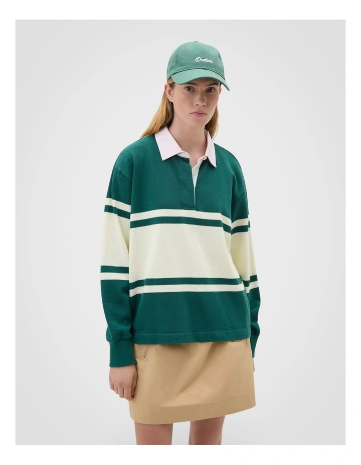 Stripe Rugby Pullover in Ivy Green image 1