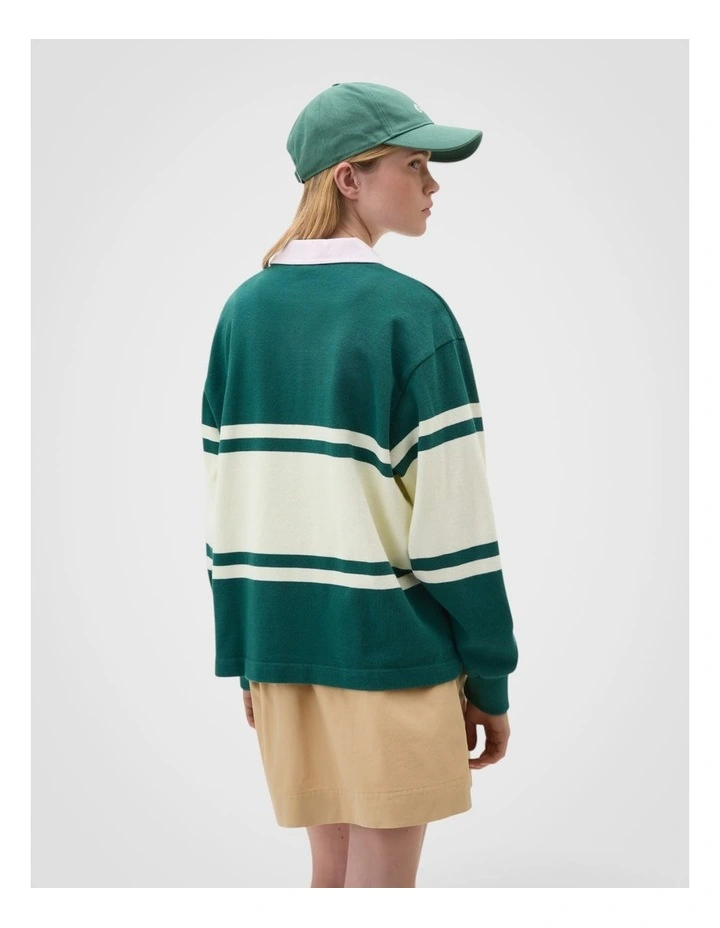 Stripe Rugby Pullover in Ivy Green image 2