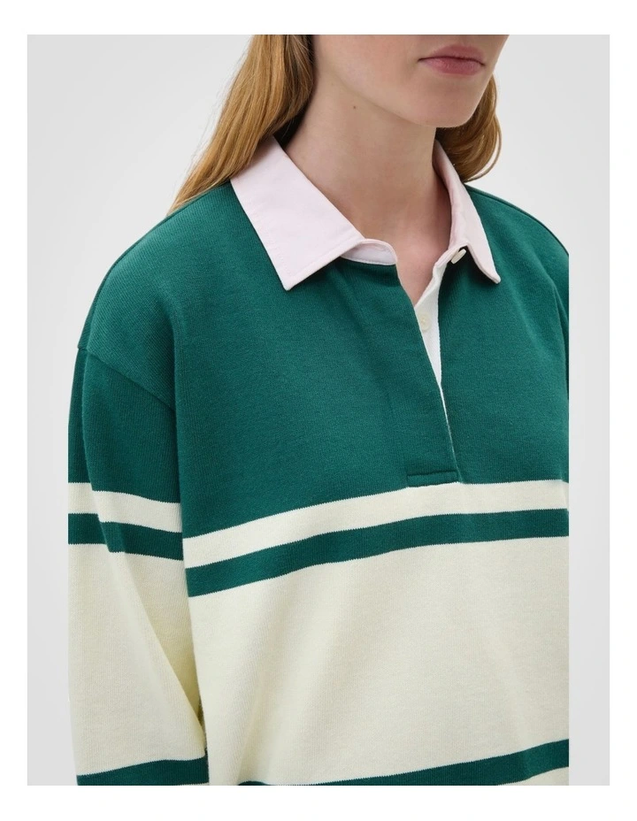 Stripe Rugby Pullover in Ivy Green image 3