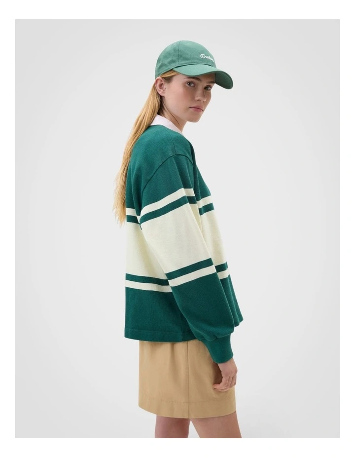 Stripe Rugby Pullover in Ivy Green image 4