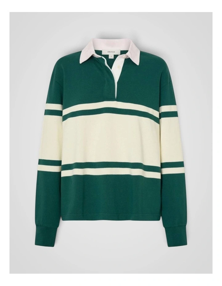 Stripe Rugby Pullover in Ivy Green image 6