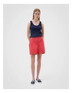 Flat Front Carpenter Short in Robbin Red