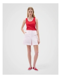 Flat Front Carpenter Short in Perfect Pink