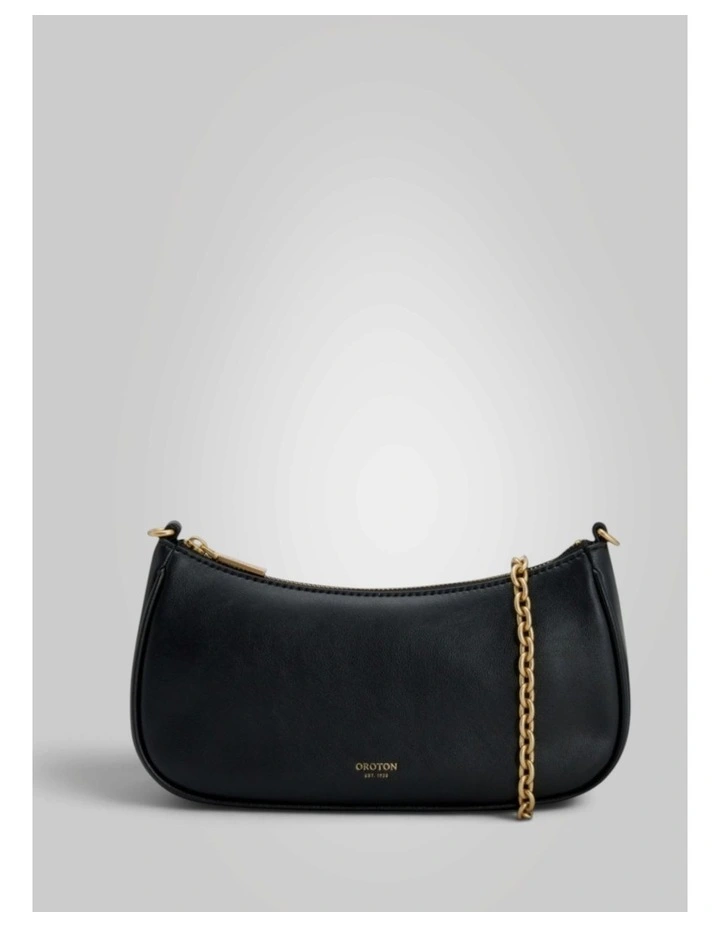 Eve Crackle Mini Baguette in Black image 1
