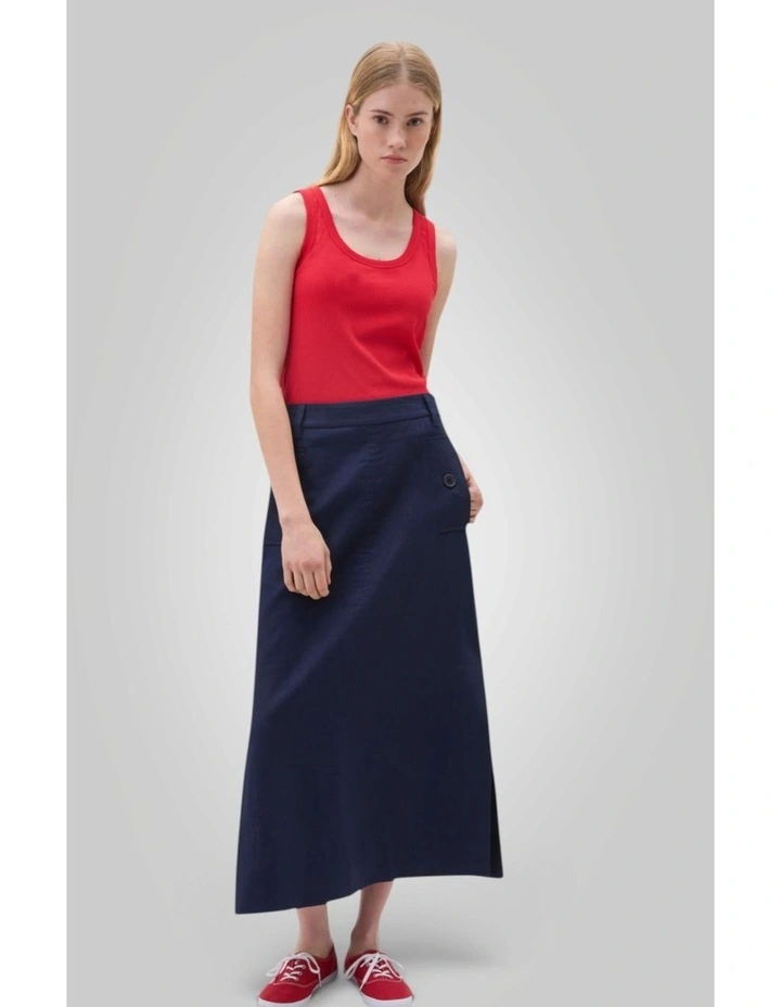 Button A Line Linen Skirt in North Sea image 1