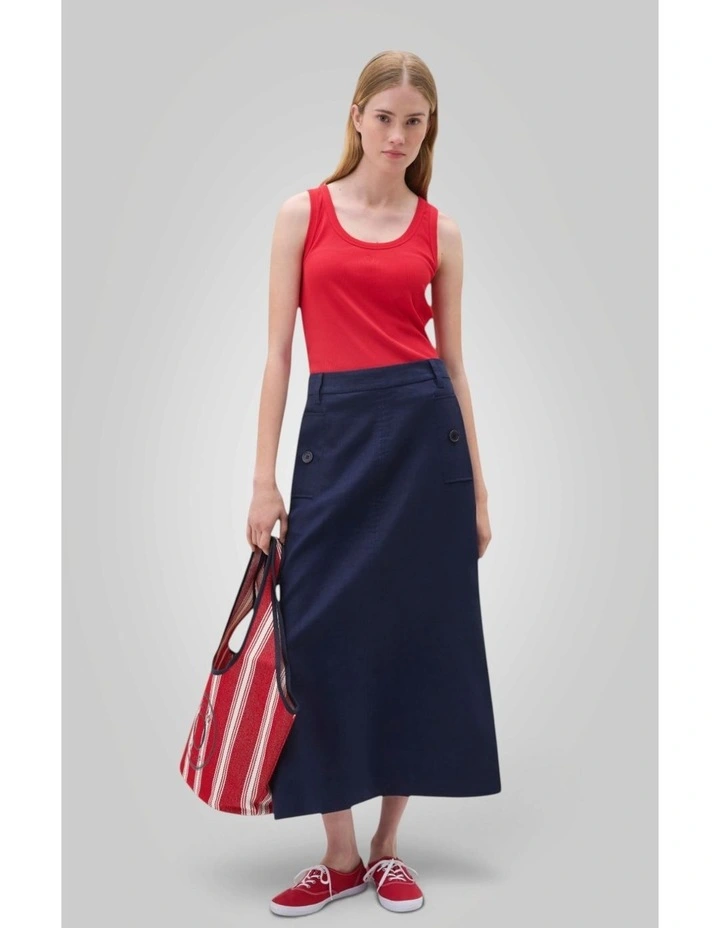 Button A Line Linen Skirt in North Sea image 5