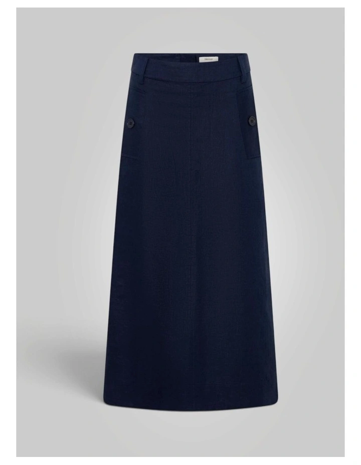 Button A Line Linen Skirt in North Sea image 6
