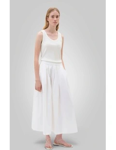 Lace Trim Pull On Skirt in Antique White