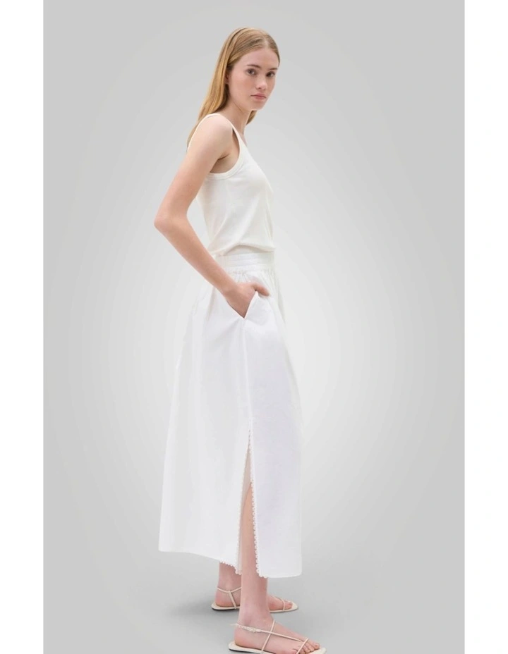 Lace Trim Pull On Skirt in Antique White image 2