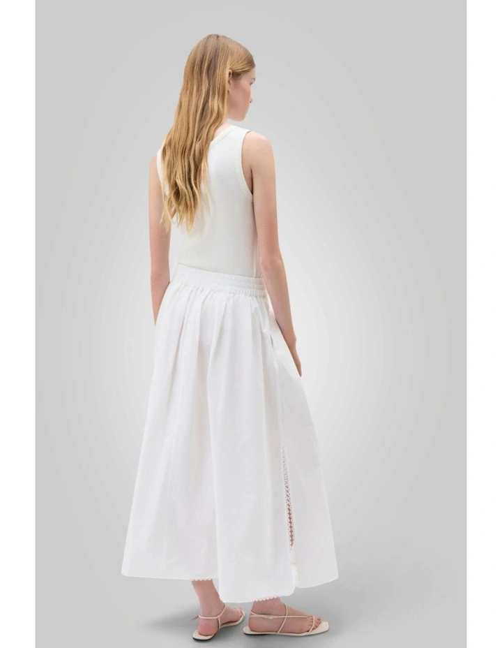 Lace Trim Pull On Skirt in Antique White image 4