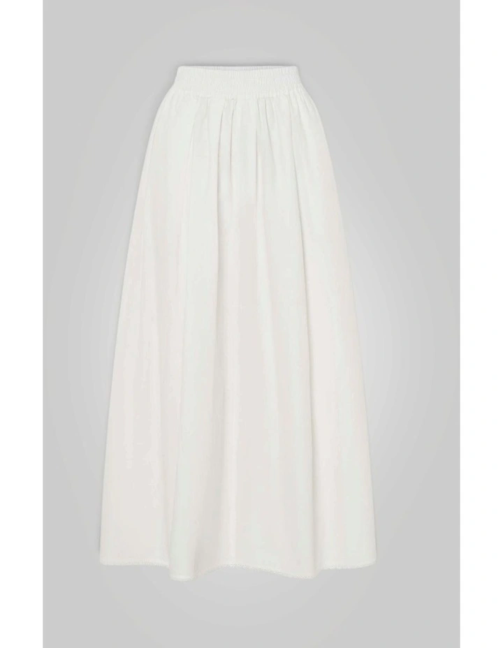 Lace Trim Pull On Skirt in Antique White image 6