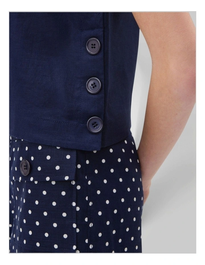 Linen Button Shell Top in North Sea image 3