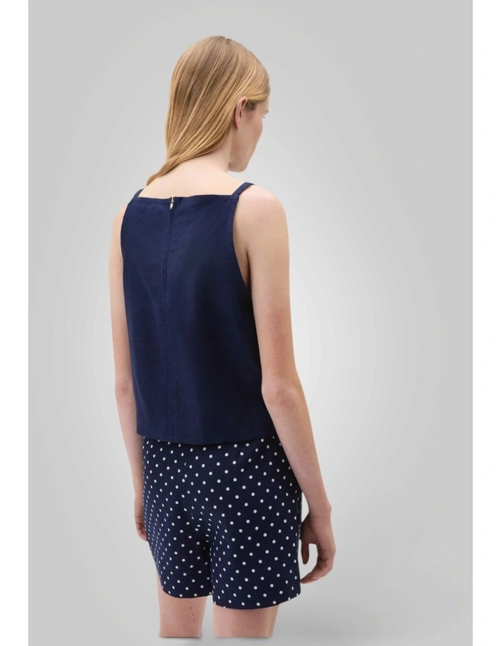 Linen Button Shell Top in North Sea image 4