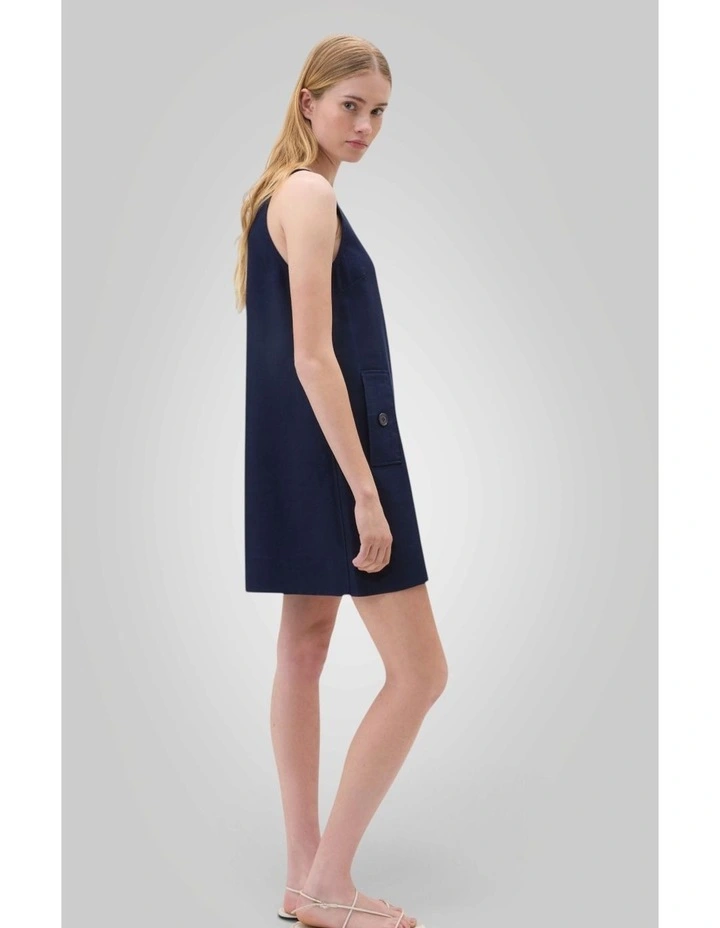 Linen Button Shift Dress in North Sea image 2