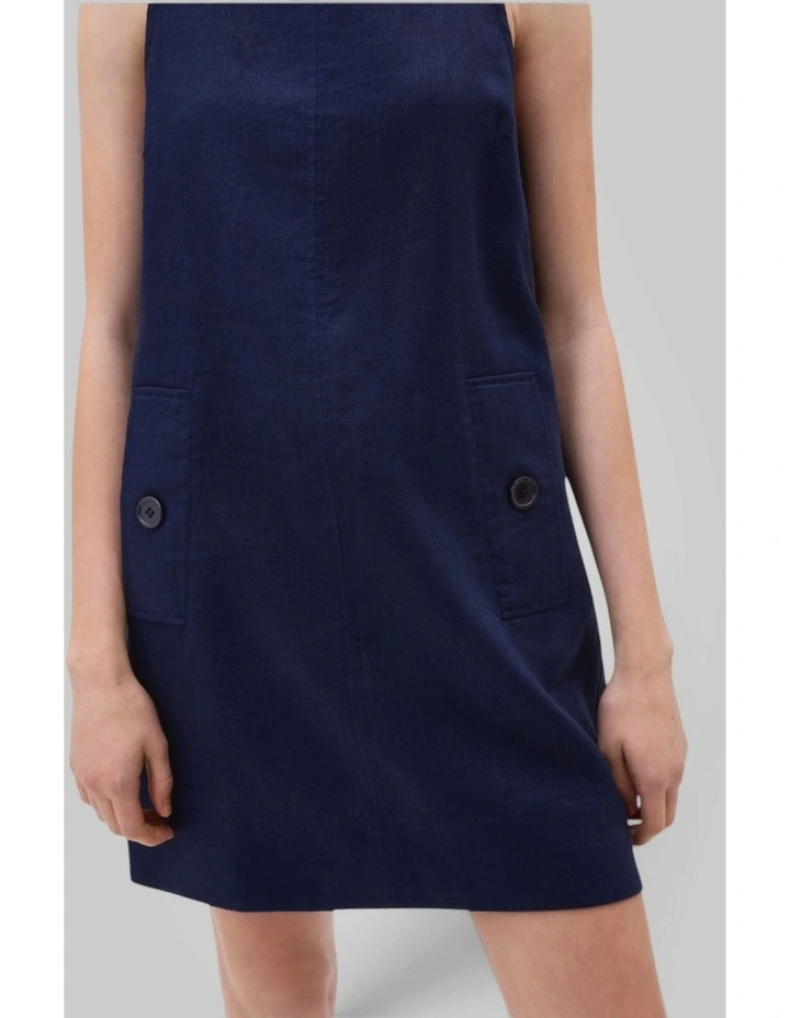 Linen Button Shift Dress in North Sea image 3