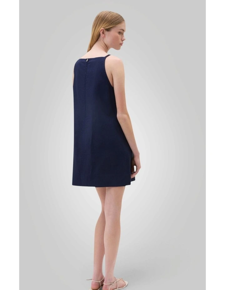 Linen Button Shift Dress in North Sea image 4