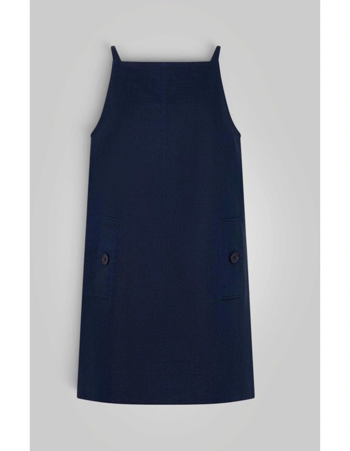 Linen Button Shift Dress in North Sea image 6