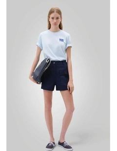 Linen Button Short in North Sea