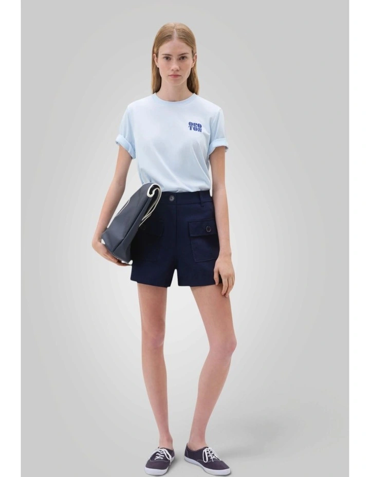 Linen Button Short in North Sea image 1