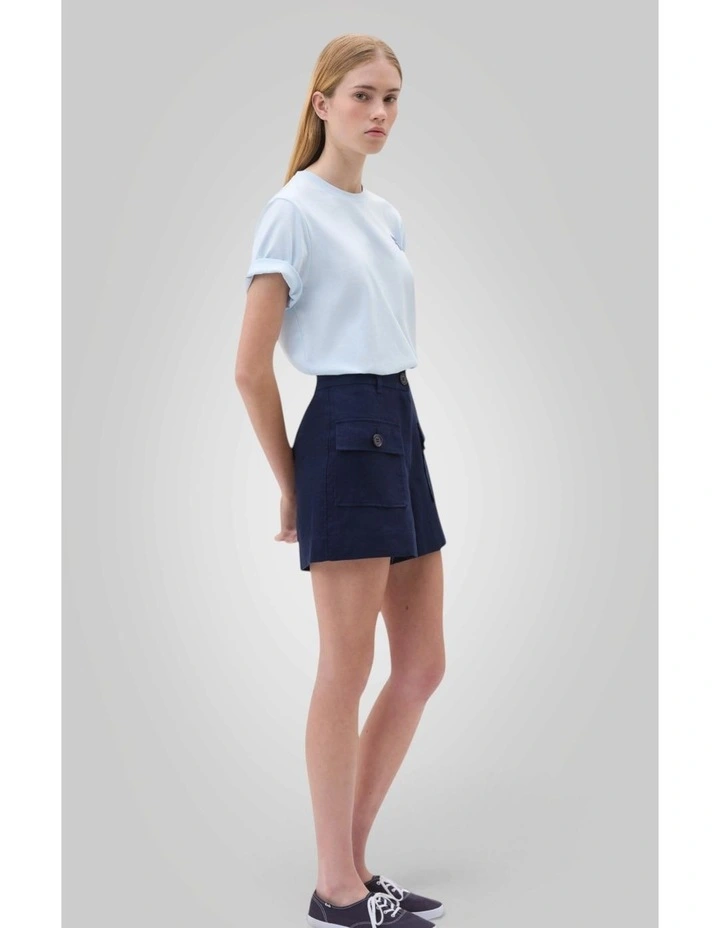 Linen Button Short in North Sea image 2