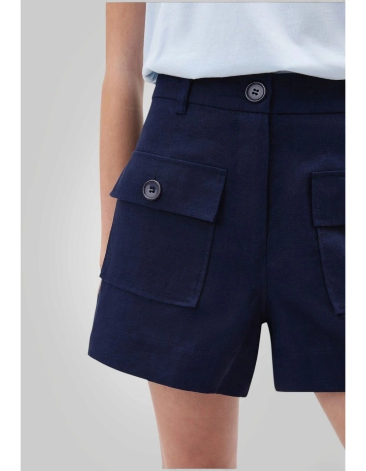 Linen Button Short in North Sea image 3