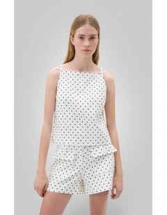 Linen Spot Shell Top in Antique White