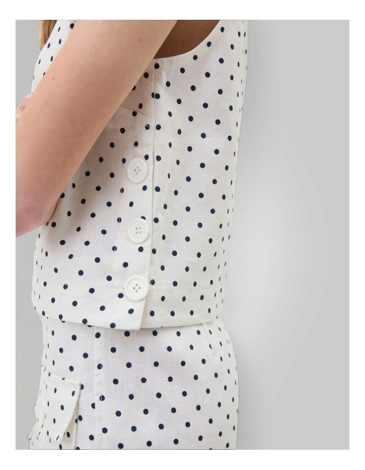 Linen Spot Shell Top in Antique White image 3