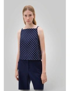 Linen Spot Shell Top in North Sea