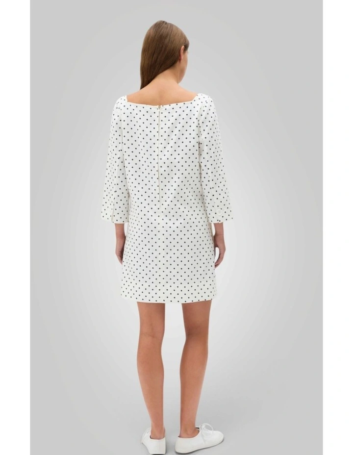 Linen Spot Shift Dress in Antique White image 4